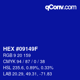 Color code: HEX #09149F | qconv.com