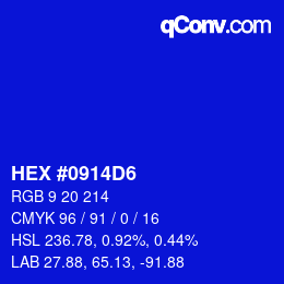 颜色代码: HEX #0914D6 | qconv.com