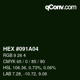 Farbcode: HEX #091A04 | qconv.com