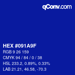 Color code: HEX #091A9F | qconv.com