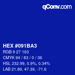 カラーコード: HEX #091BA3 | qconv.com