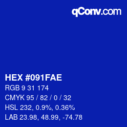 Color code: HEX #091FAE | qconv.com