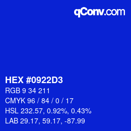 Color code: HEX #0922D3 | qconv.com