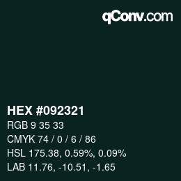 Color code: HEX #092321 | qconv.com