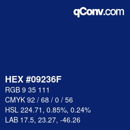 Color code: HEX #09236F | qconv.com