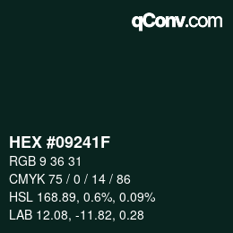 Farbcode: HEX #09241F | qconv.com