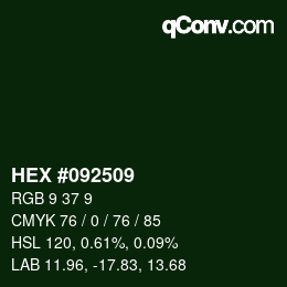 Farbcode: HEX #092509 | qconv.com