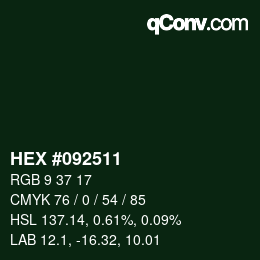Farbcode: HEX #092511 | qconv.com