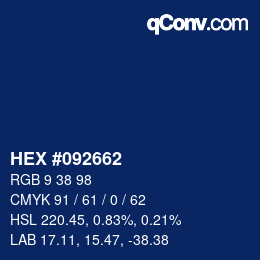 Farbcode: HEX #092662 | qconv.com