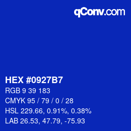 カラーコード: HEX #0927B7 | qconv.com