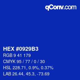 Color code: HEX #0929B3 | qconv.com