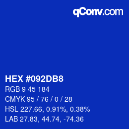 カラーコード: HEX #092DB8 | qconv.com