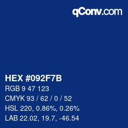Color code: HEX #092F7B | qconv.com