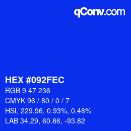 颜色代码: HEX #092FEC | qconv.com
