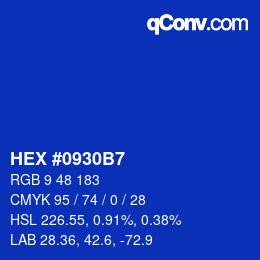 Color code: HEX #0930B7 | qconv.com
