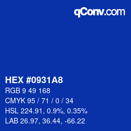 Color code: HEX #0931A8 | qconv.com