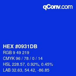 カラーコード: HEX #0931DB | qconv.com