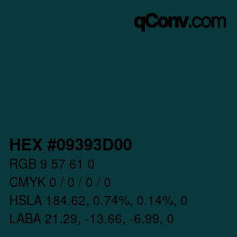 Code couleur: HEX #09393D00 | qconv.com