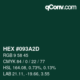 颜色代码: HEX #093A2D | qconv.com