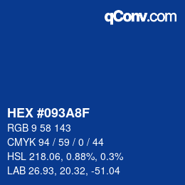 カラーコード: HEX #093A8F | qconv.com