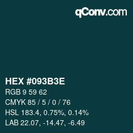 Color code: HEX #093B3E | qconv.com