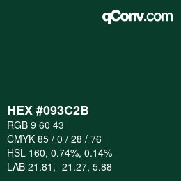 Color code: HEX #093C2B | qconv.com