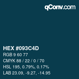 カラーコード: HEX #093C4D | qconv.com