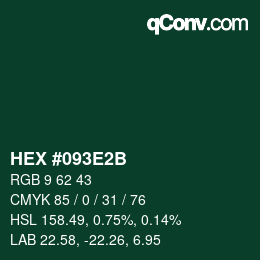 颜色代码: HEX #093E2B | qconv.com