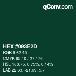 カラーコード: HEX #093E2D | qconv.com