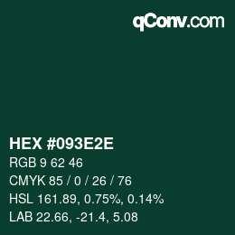 カラーコード: HEX #093E2E | qconv.com