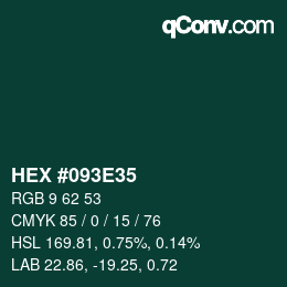 Color code: HEX #093E35 | qconv.com