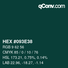 Color code: HEX #093E38 | qconv.com