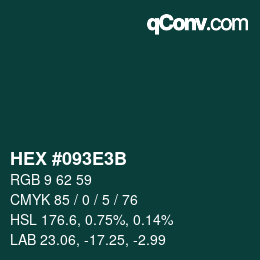 Color code: HEX #093E3B | qconv.com