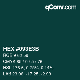 カラーコード: HEX #093E3B | qconv.com
