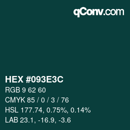 Color code: HEX #093E3C | qconv.com