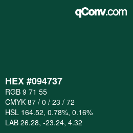 Color code: HEX #094737 | qconv.com