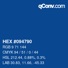 颜色代码: HEX #094790 | qconv.com
