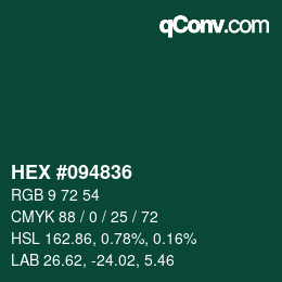 Código de color: HEX #094836 | qconv.com
