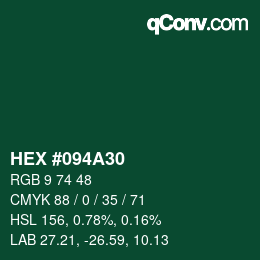 颜色代码: HEX #094A30 | qconv.com