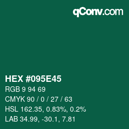 Farbcode: HEX #095E45 | qconv.com