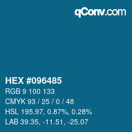 颜色代码: HEX #096485 | qconv.com