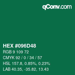 颜色代码: HEX #096D48 | qconv.com