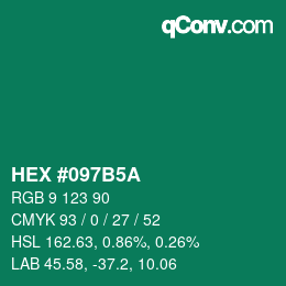 Color code: HEX #097B5A | qconv.com