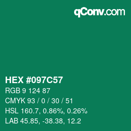 Color code: HEX #097C57 | qconv.com