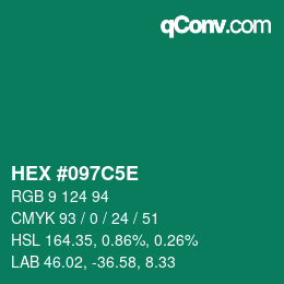 Code couleur: HEX #097C5E | qconv.com