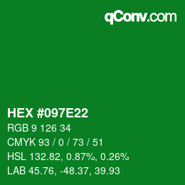 Código de color: HEX #097E22 | qconv.com