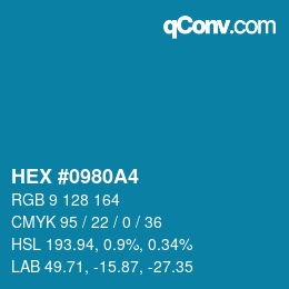 颜色代码: HEX #0980A4 | qconv.com