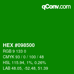 Código de color: HEX #098500 | qconv.com