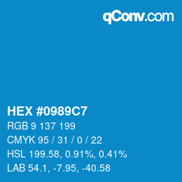 Color code: HEX #0989C7 | qconv.com