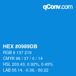 Color code: HEX #0989DB | qconv.com